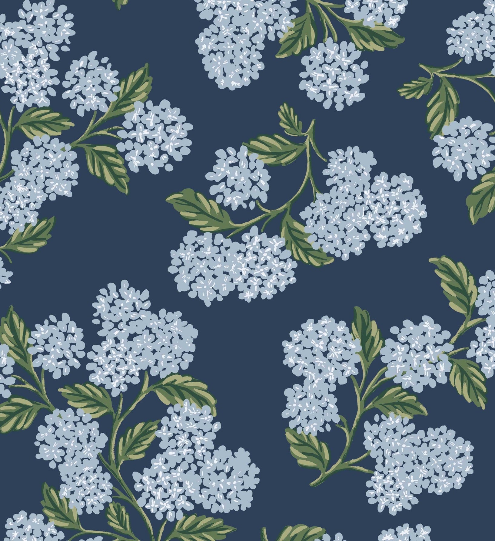 Hydrangea Wallpaper - Navy