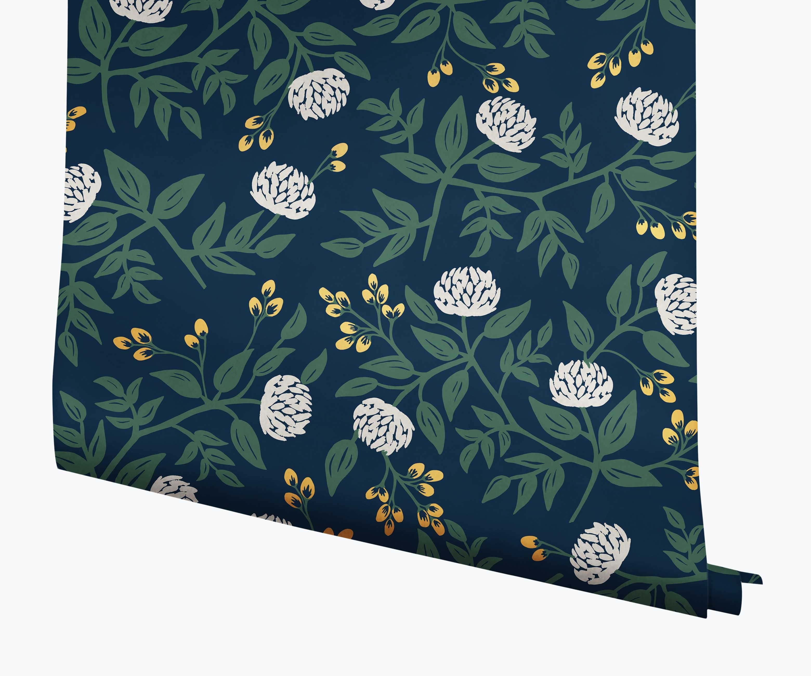 Peonies Wallpaper - Navy