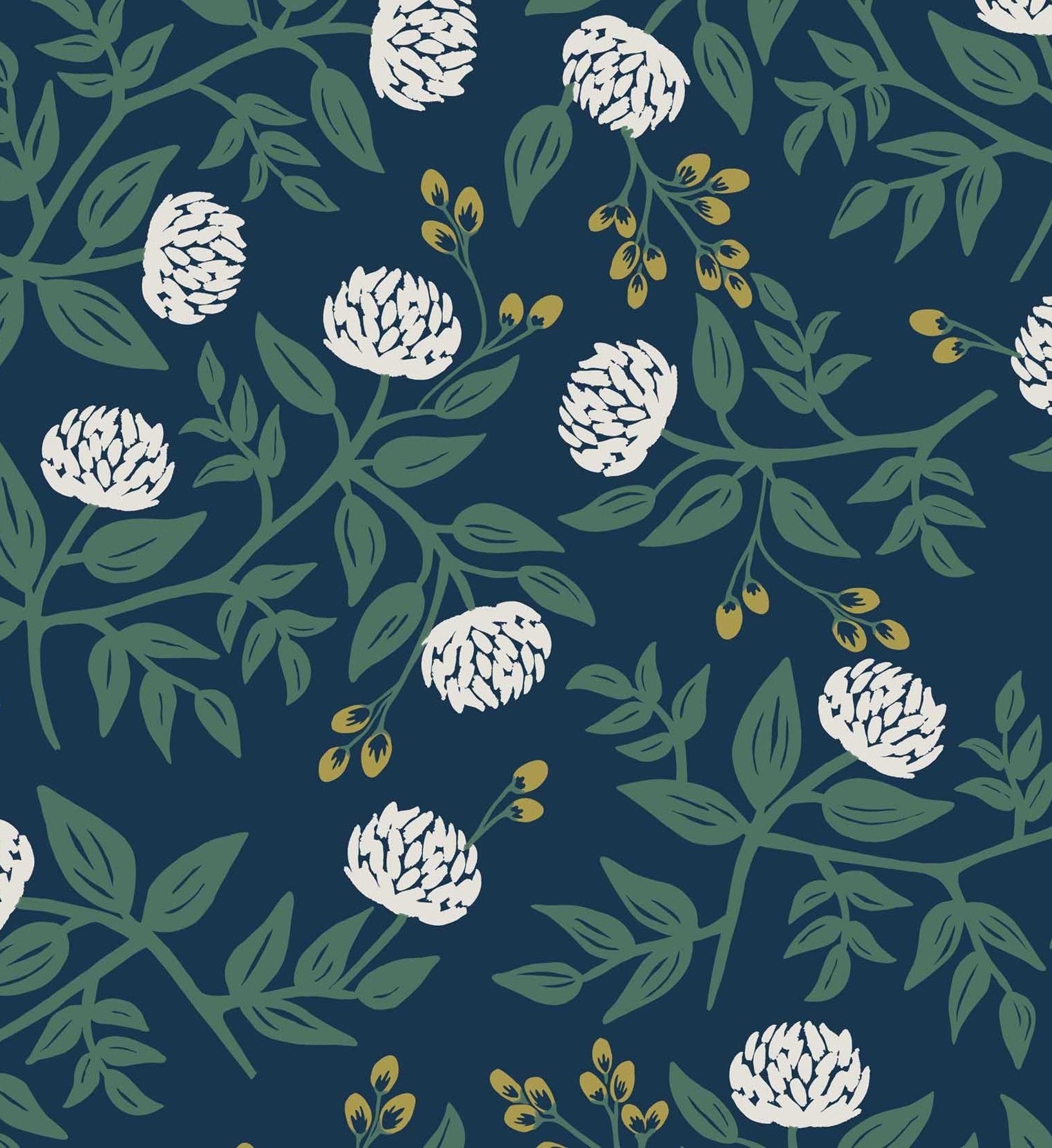 Peonies Wallpaper - Navy