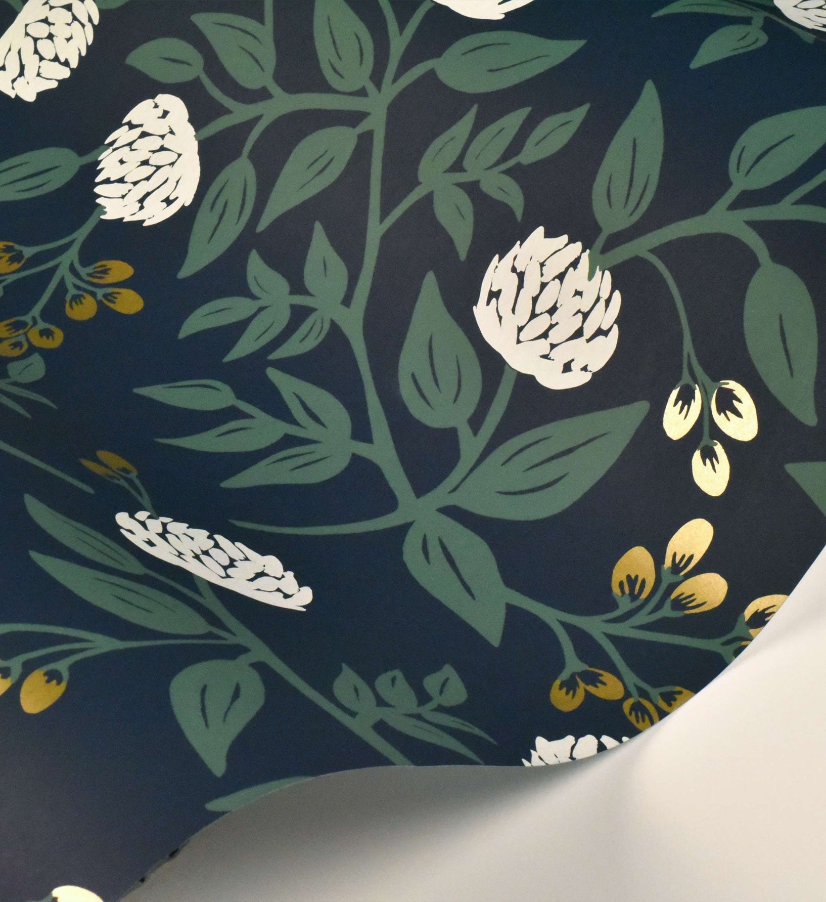 Peonies Wallpaper - Navy
