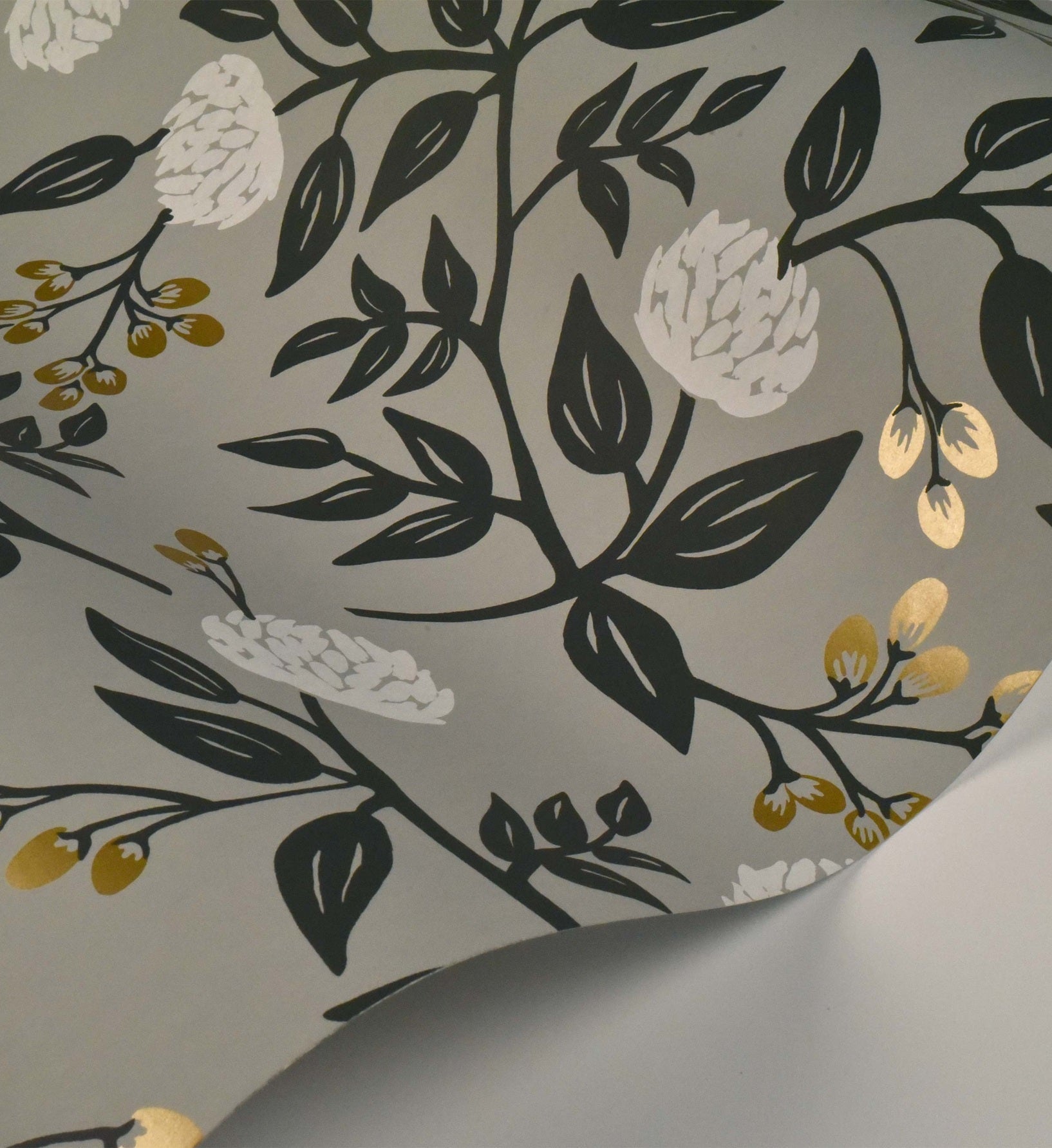 Peonies Wallpaper - Grey