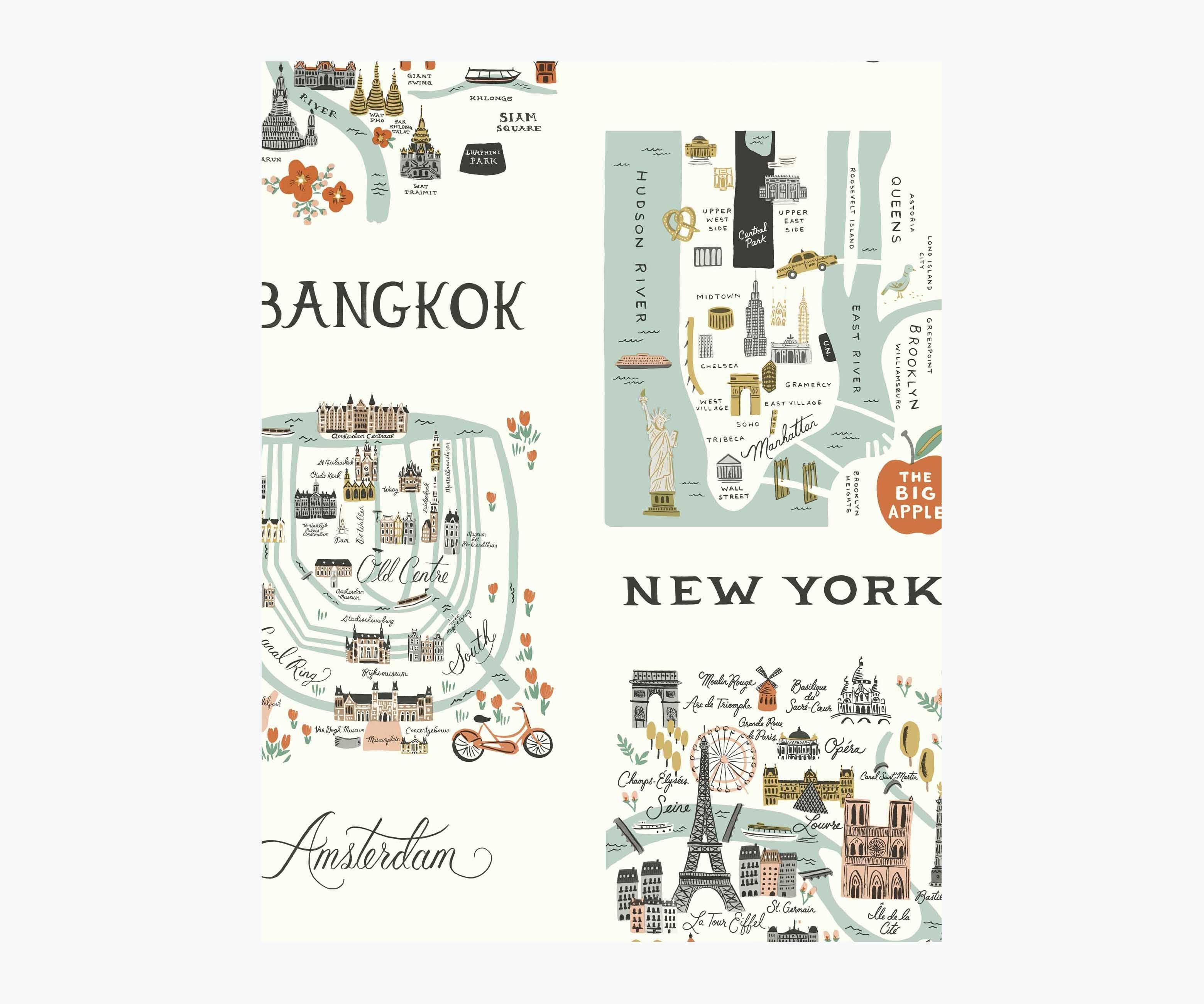City Maps Wallpaper Sample - Mint