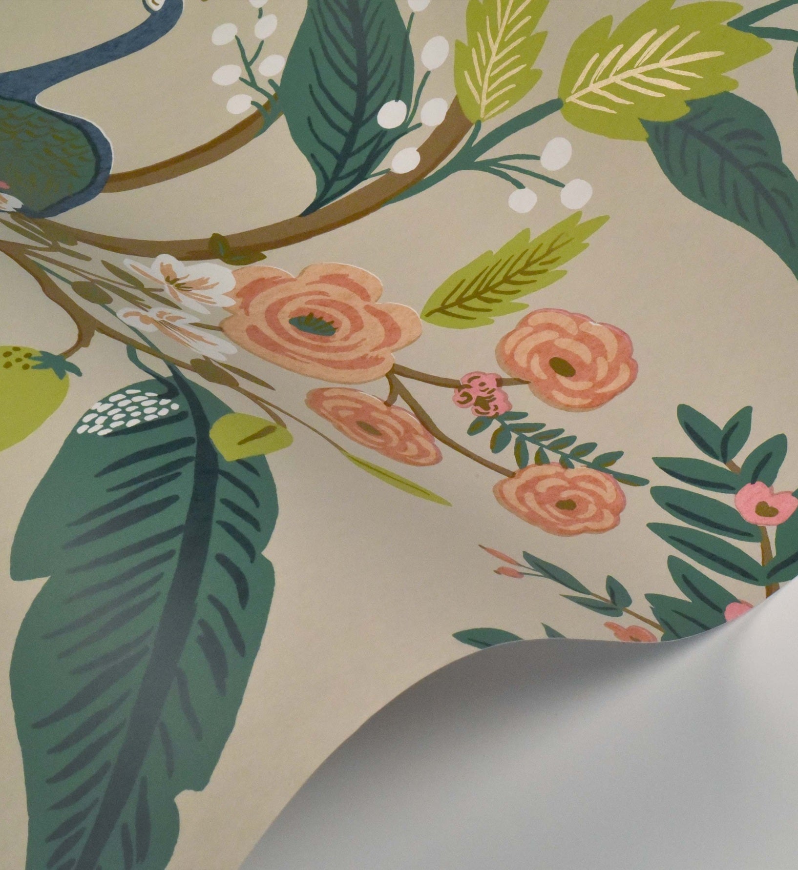 Peacock Wallpaper - Linen