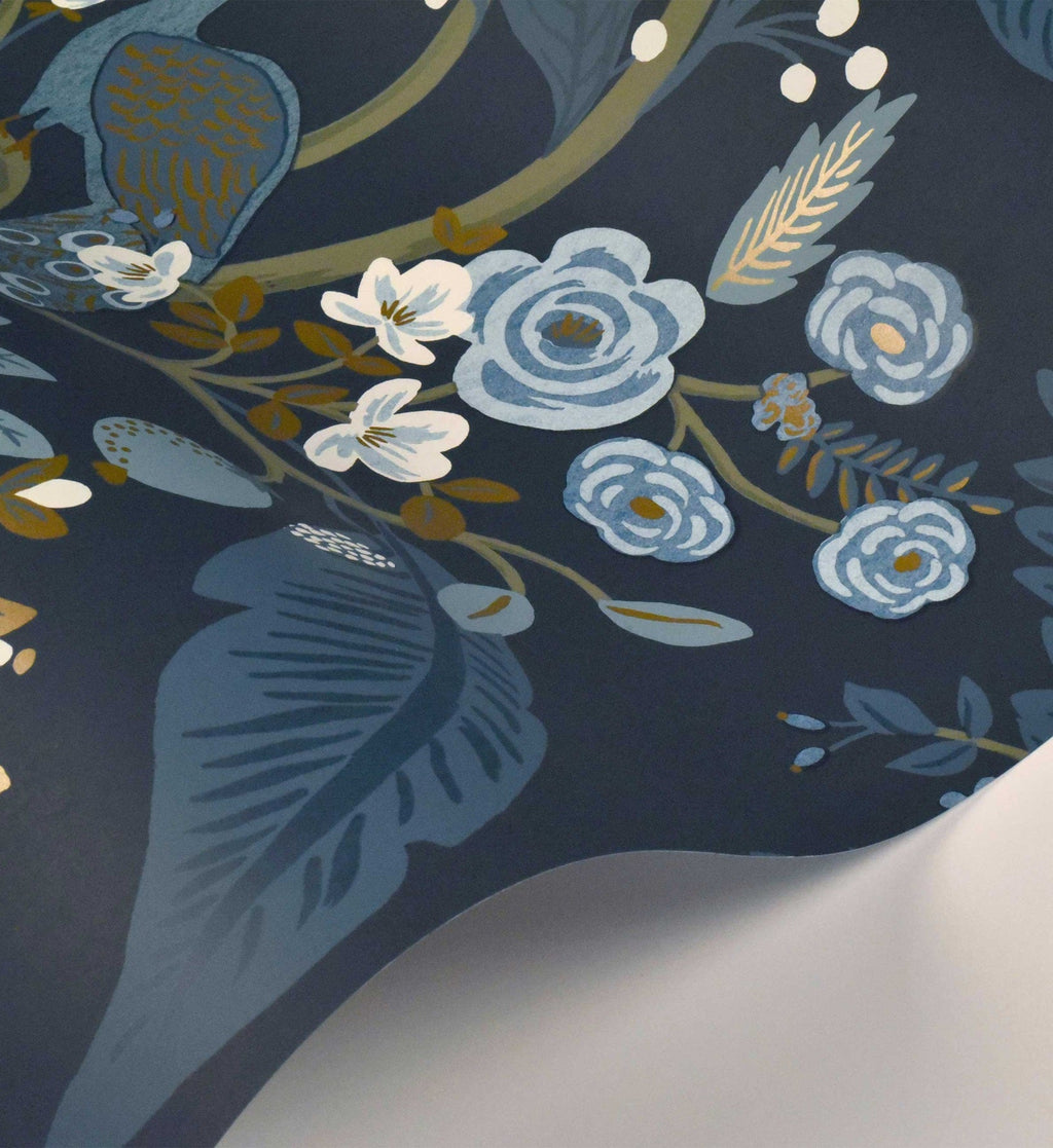 Peacock Wallpaper - Navy