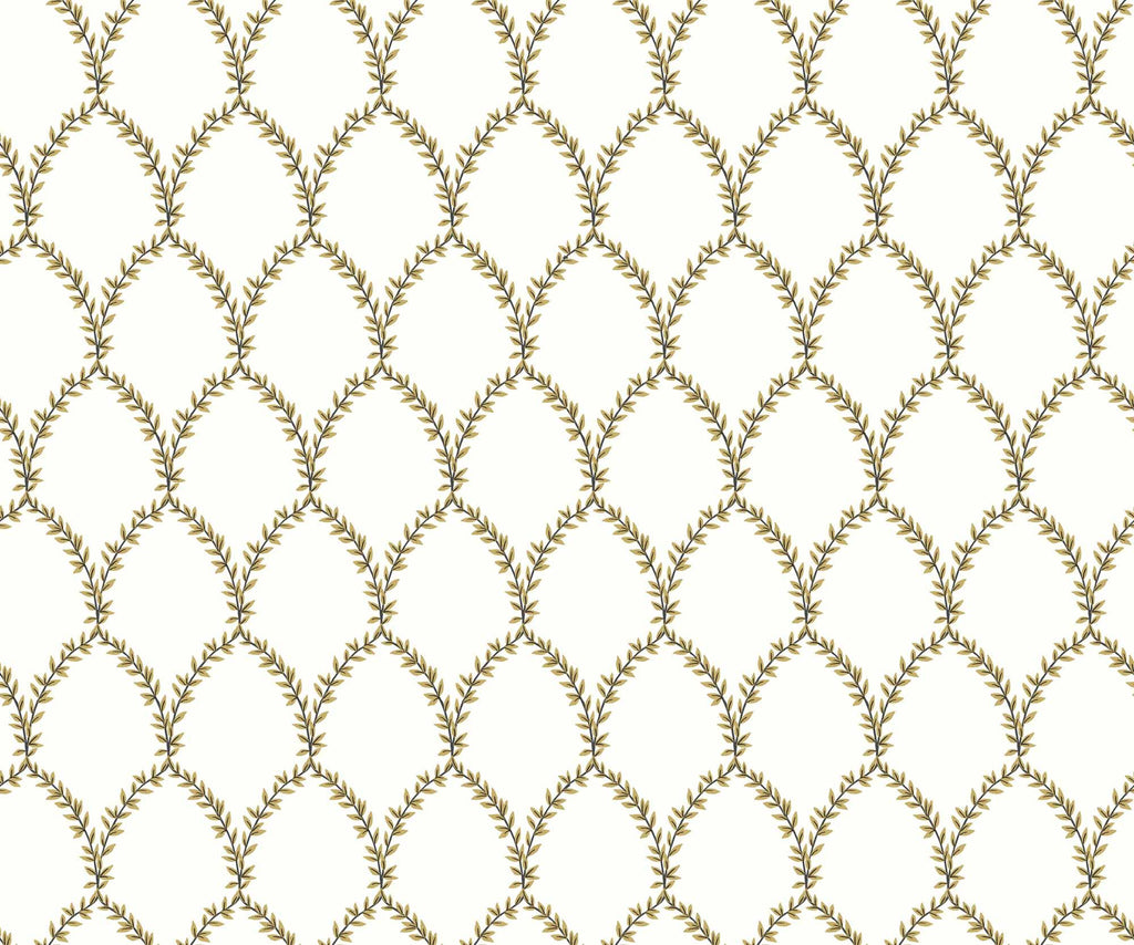 Laurel Wallpaper - Metallic Gold & White