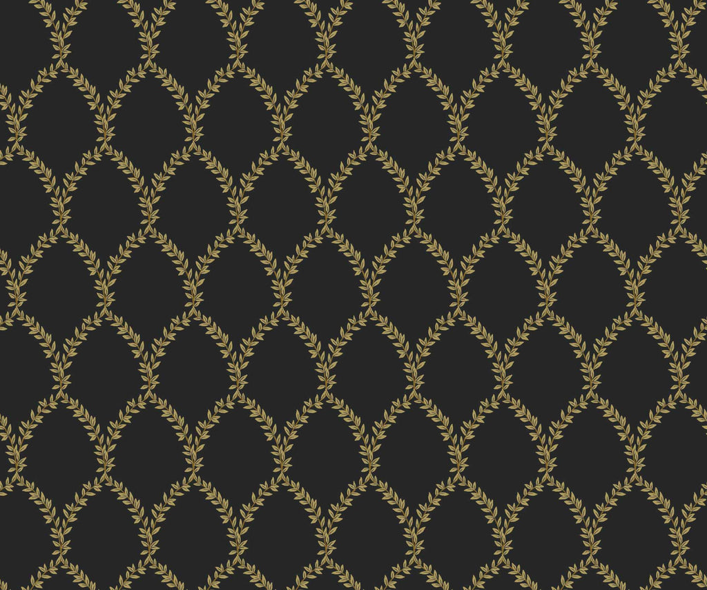 Laurel Wallpaper - Metallic Gold & Black