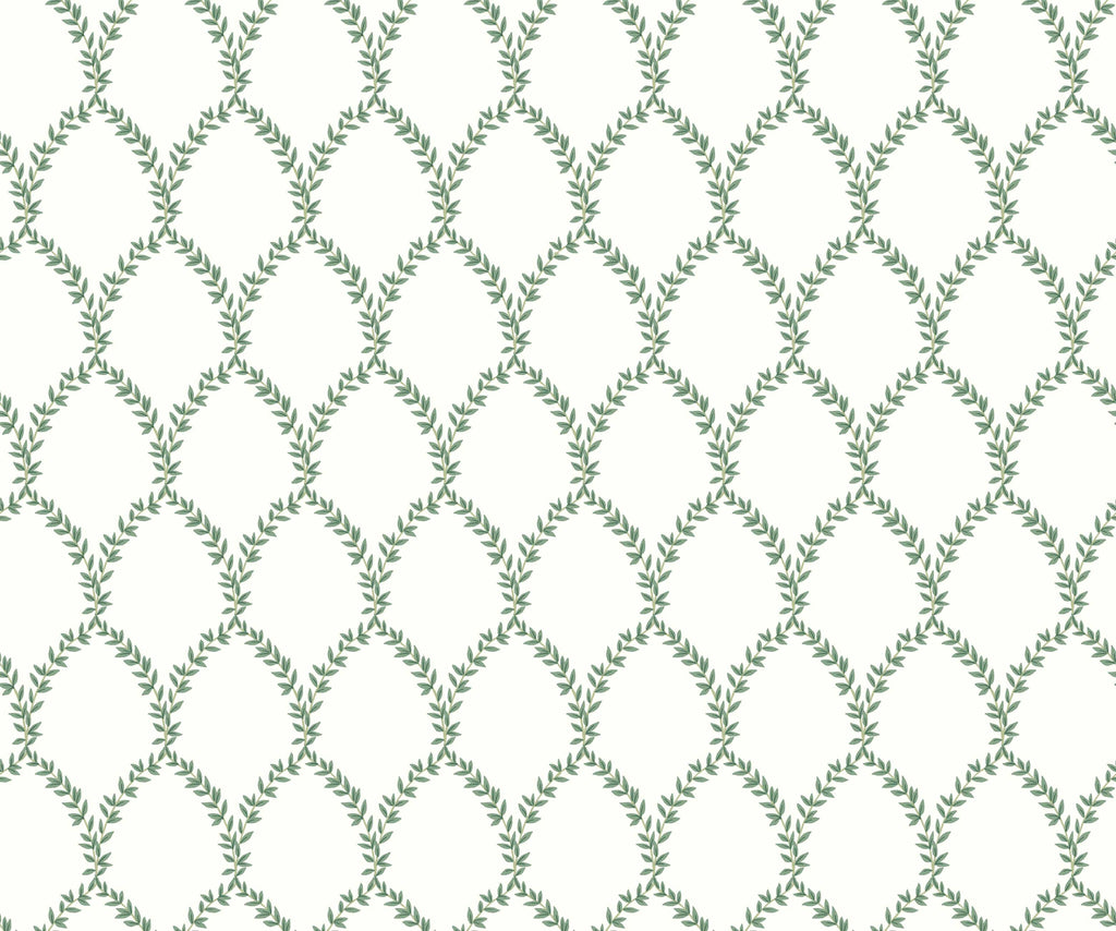 Laurel Wallpaper - Green & White