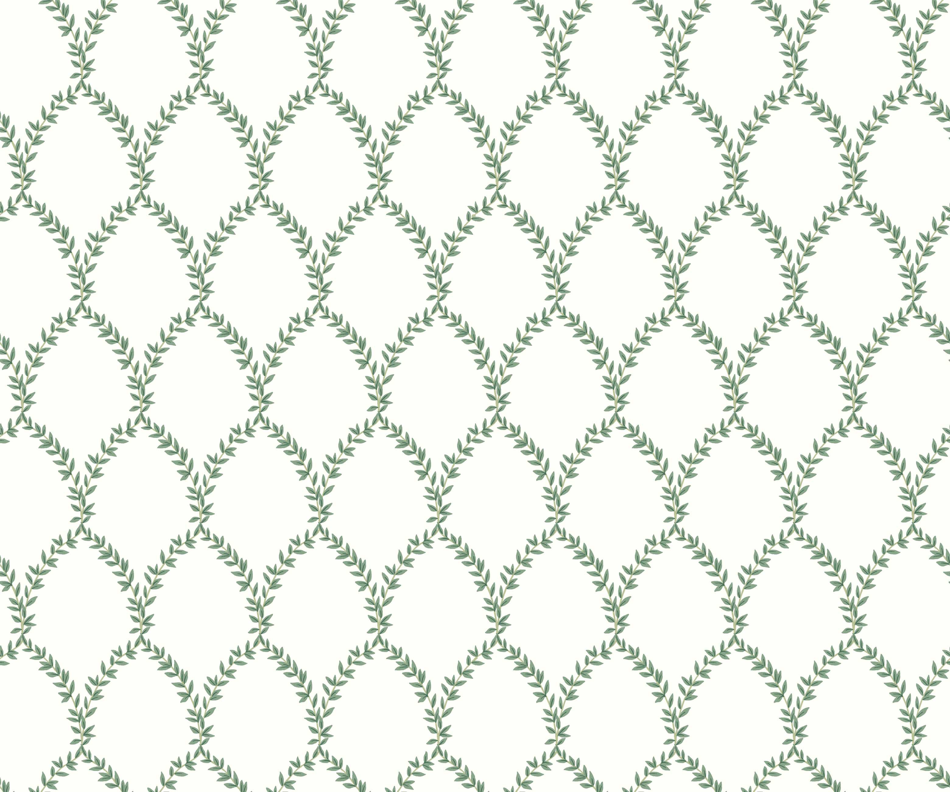 Laurel Wallpaper - Green & White
