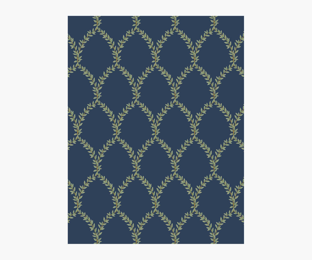 Laurel Wallpaper Sample - Navy