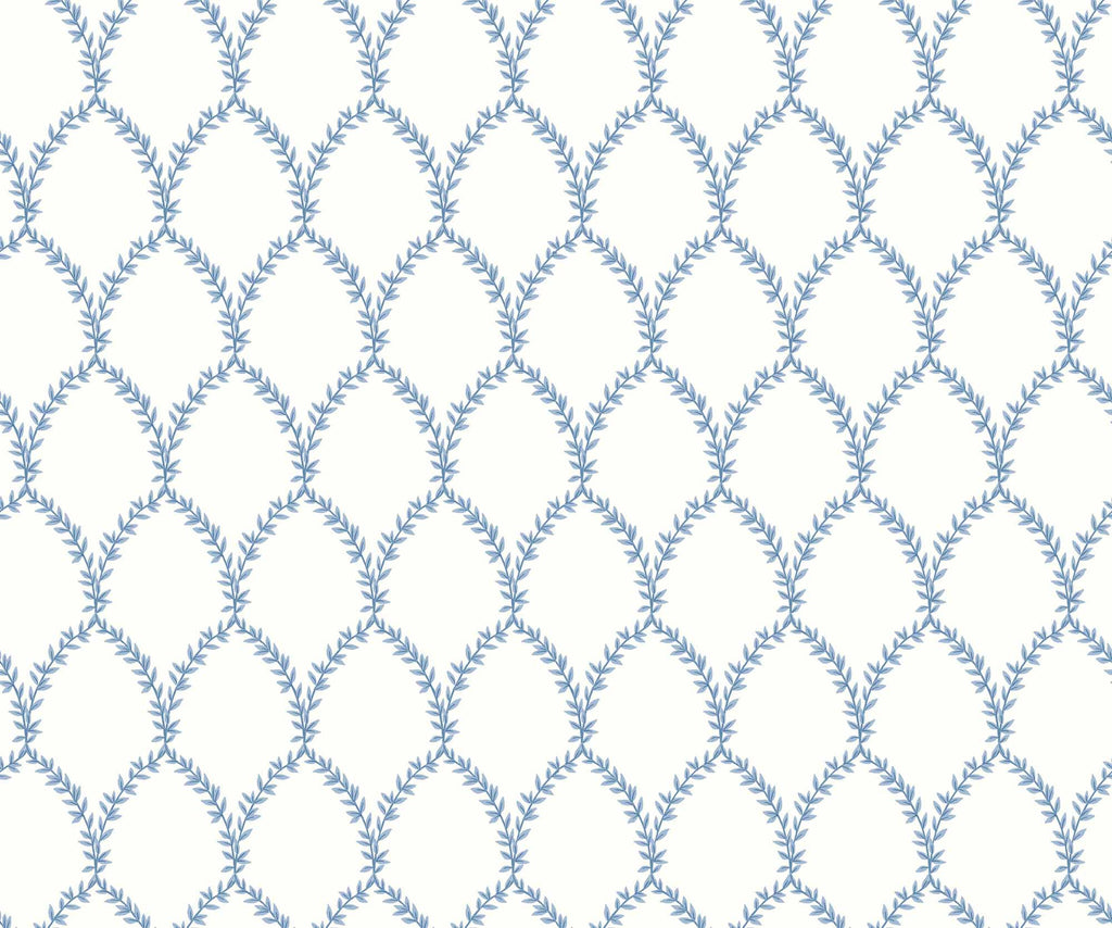 Laurel Wallpaper - Blue & White