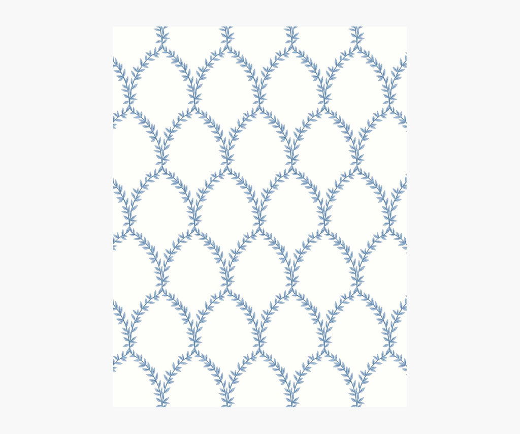 Laurel Wallpaper Sample - Blue & White
