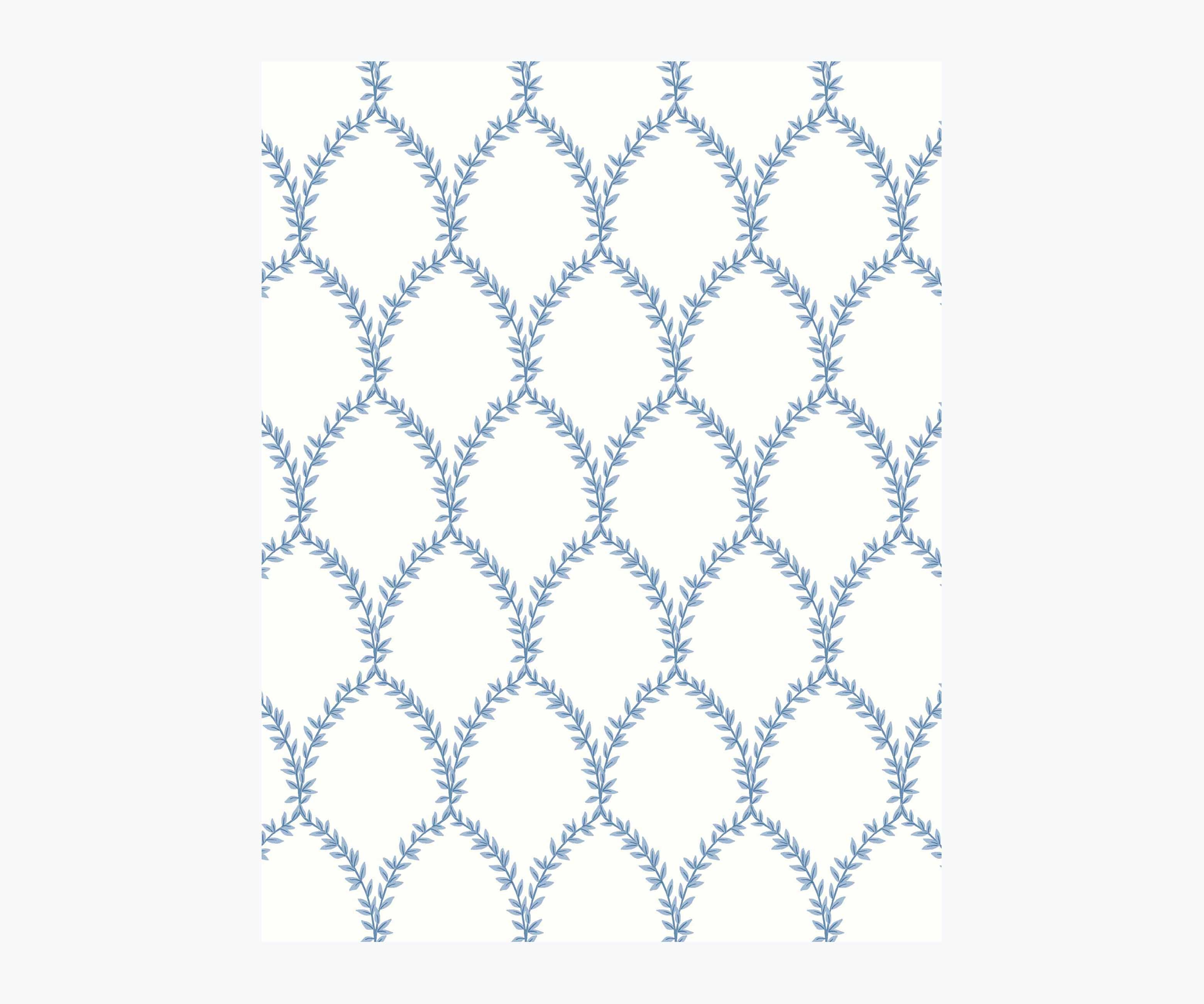 Laurel Wallpaper Sample - Blue & White