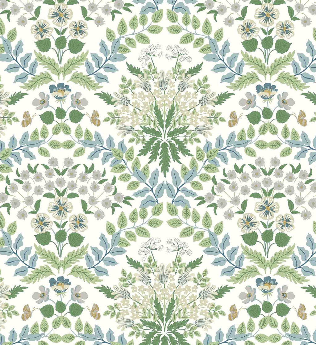 Bramble Wallpaper - Blue & Green