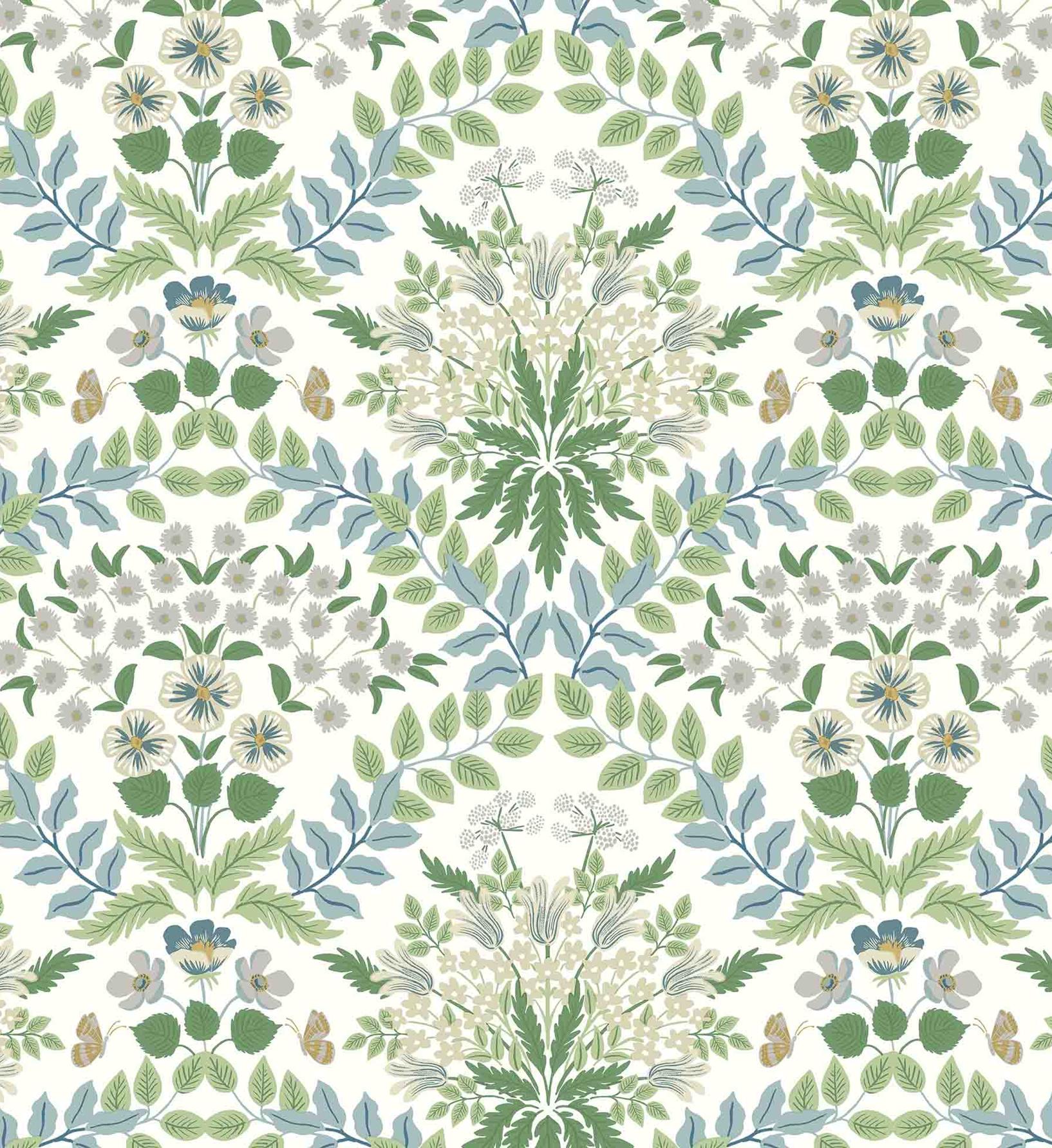 Bramble Wallpaper - Blue & Green