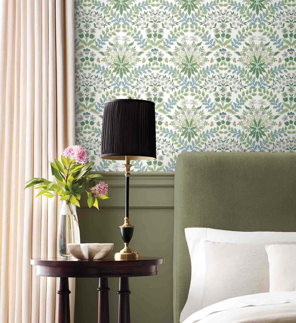 Bramble Wallpaper - Blue & Green