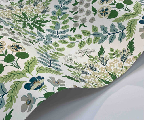 Bramble Wallpaper Sample - Blue & Green