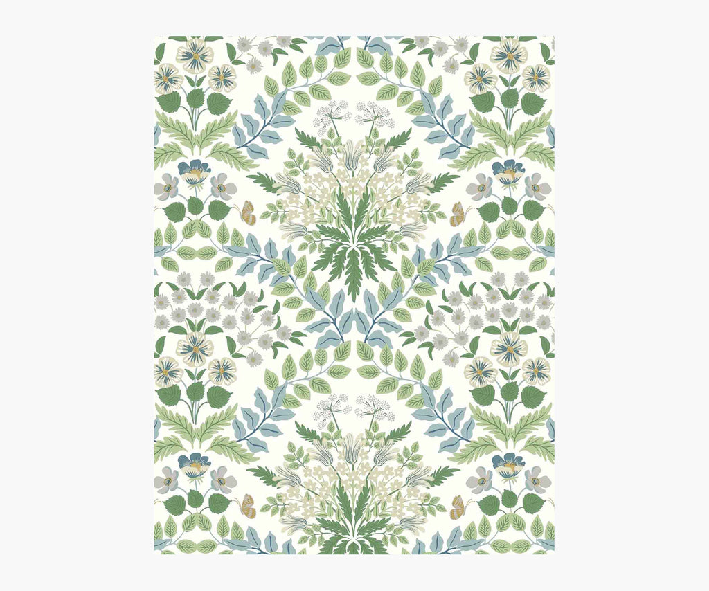 Bramble Wallpaper Sample - Blue & Green