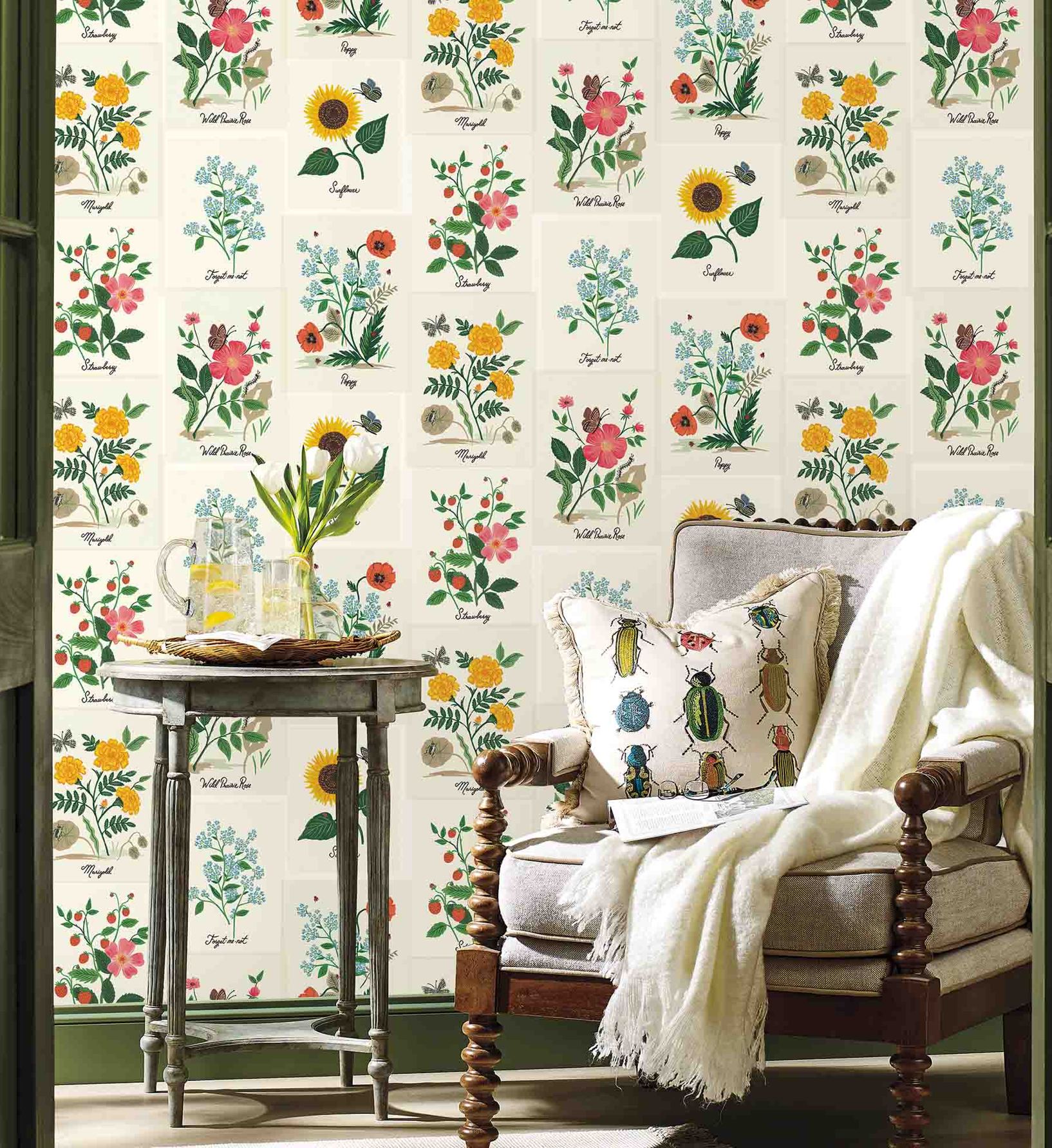 Botanical Prints Wallpaper - White