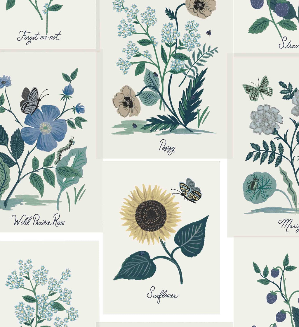 Botanical Prints Wallpaper - Indigo