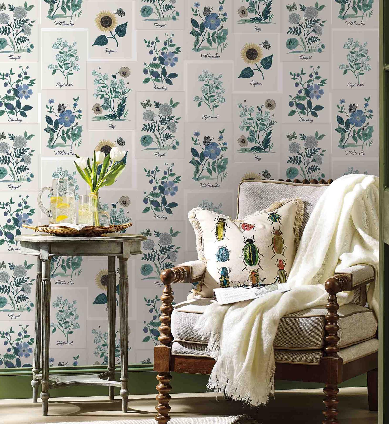 Botanical Prints Wallpaper - Indigo
