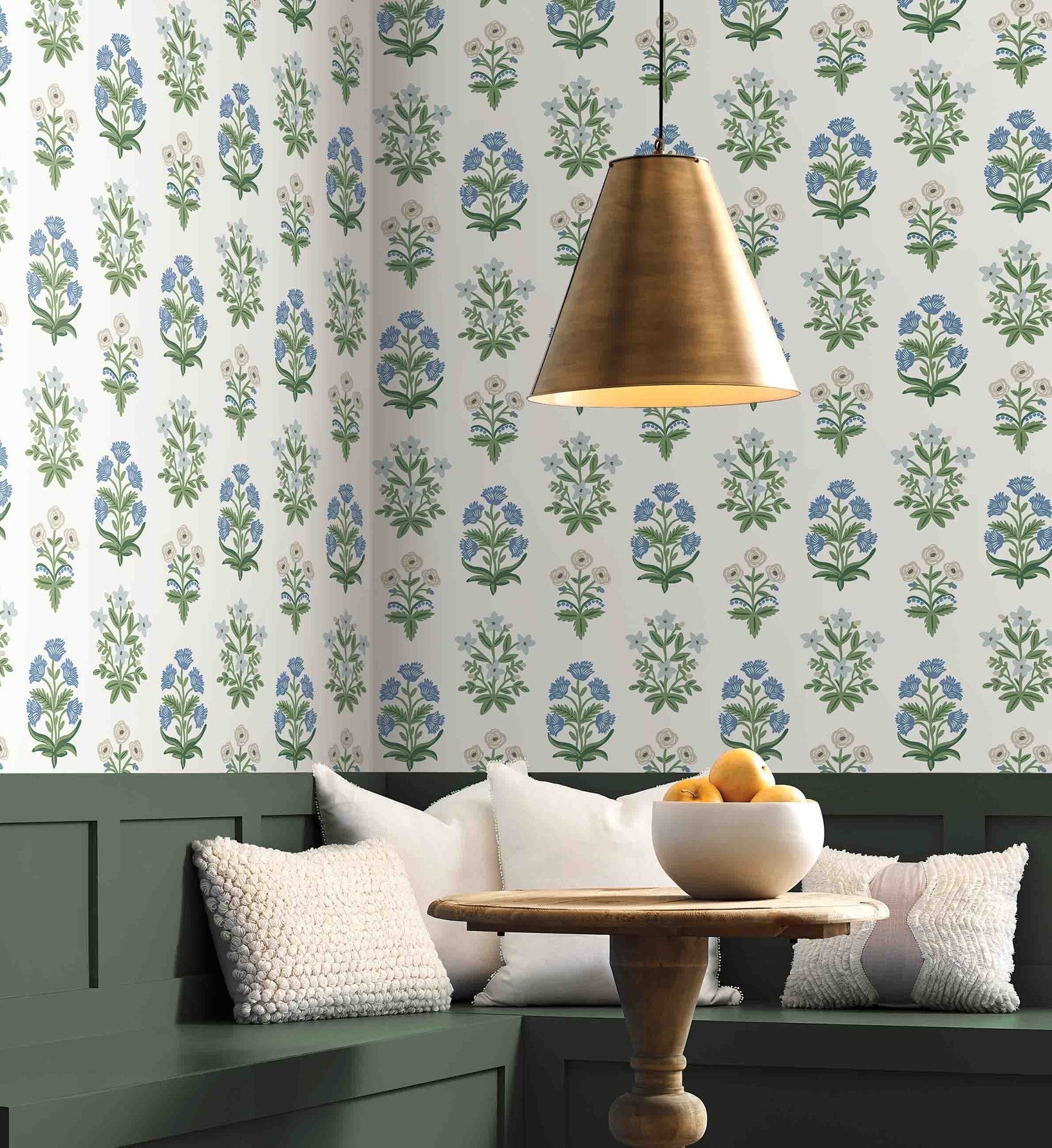 Mughal Rose Wallpaper - Indigo