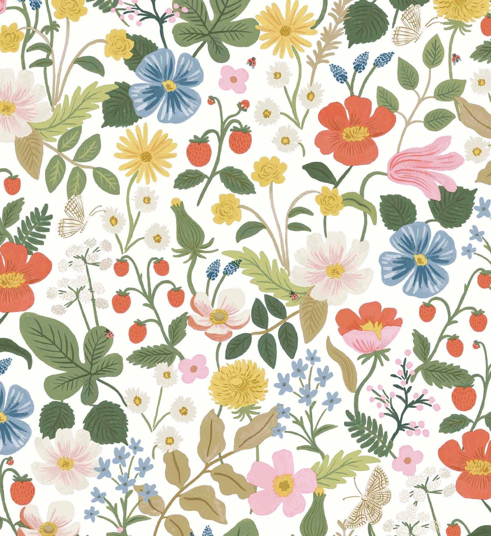 Strawberry Fields Wallpaper - White
