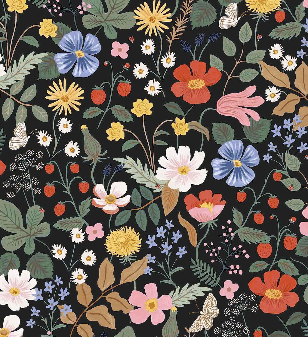 Strawberry Fields Wallpaper - Black
