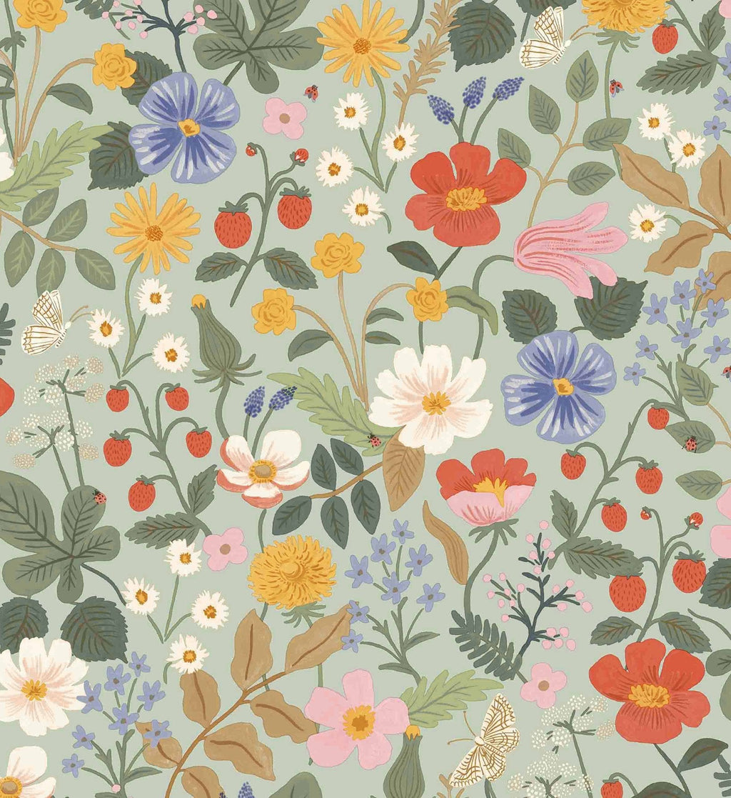 Strawberry Fields Wallpaper - Mint