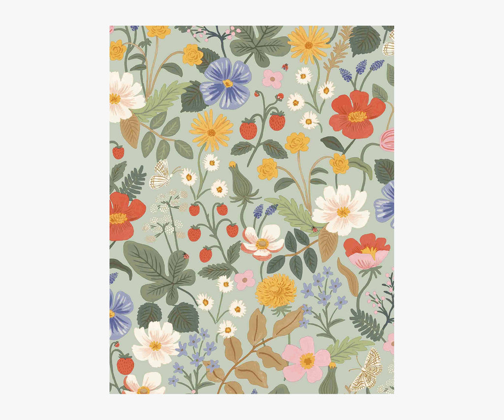 Strawberry Fields Wallpaper Sample - Mint