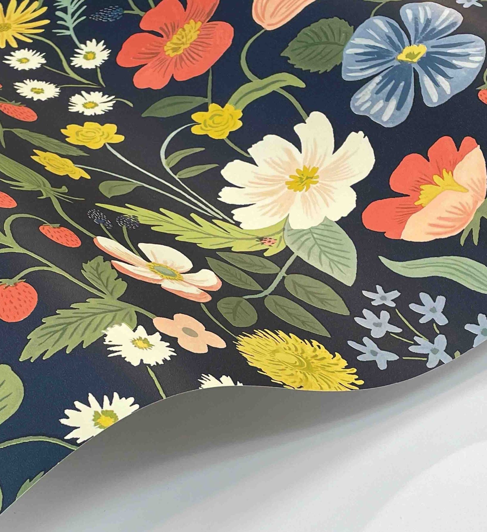 Strawberry Fields Wallpaper - Navy