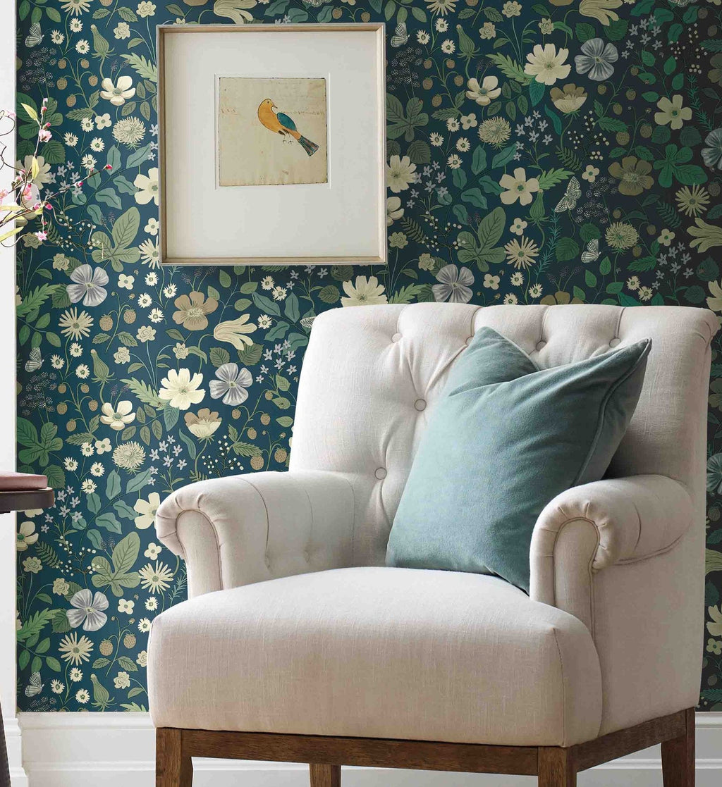 Strawberry Fields Wallpaper - Teal