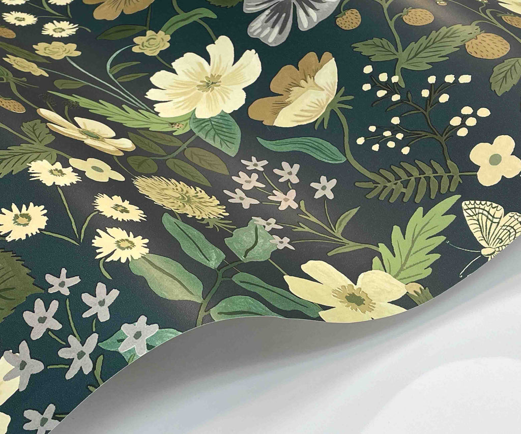 Strawberry Fields Wallpaper Sample - Teal