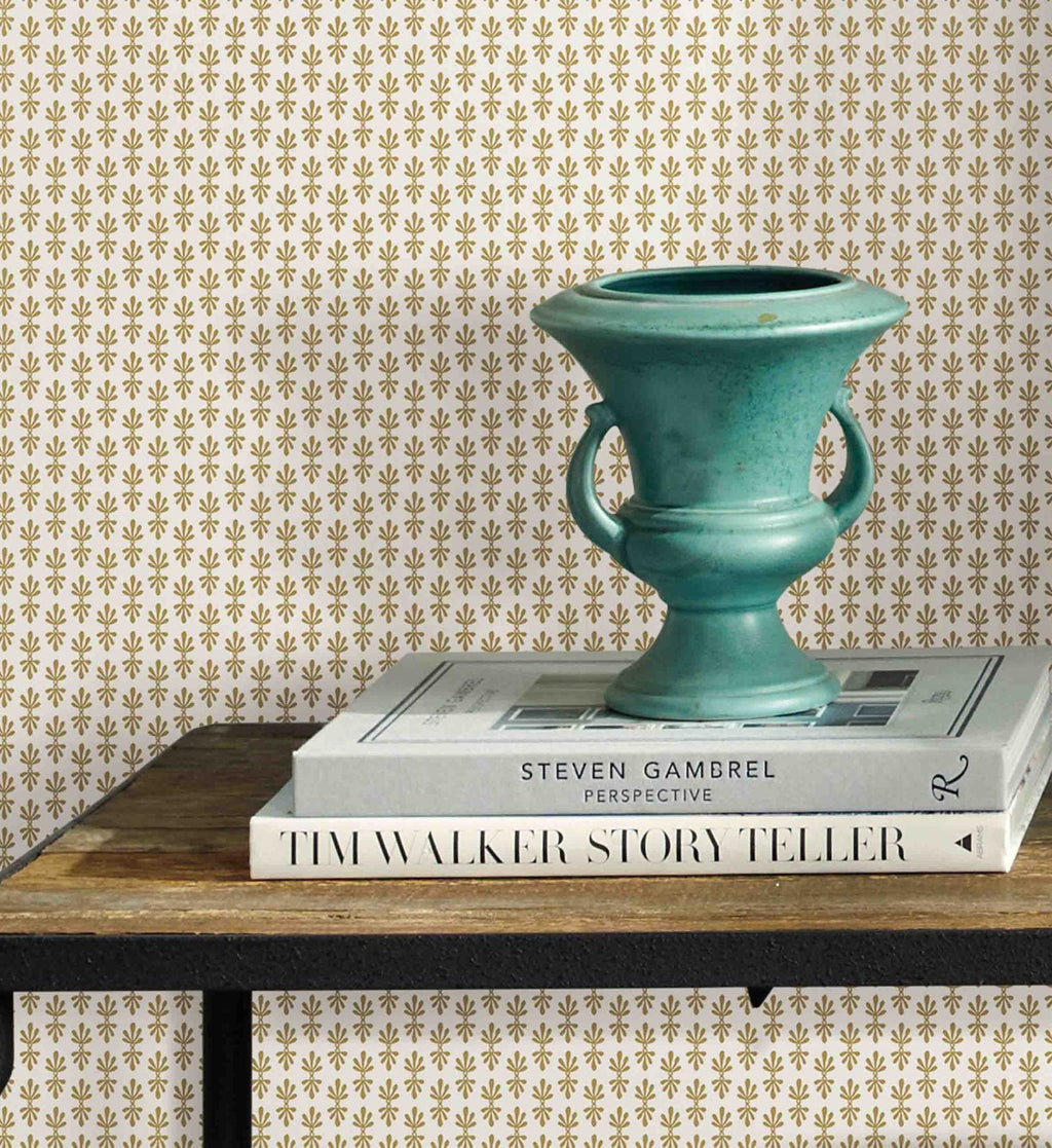 Petal Wallpaper - White & Metallic Gold