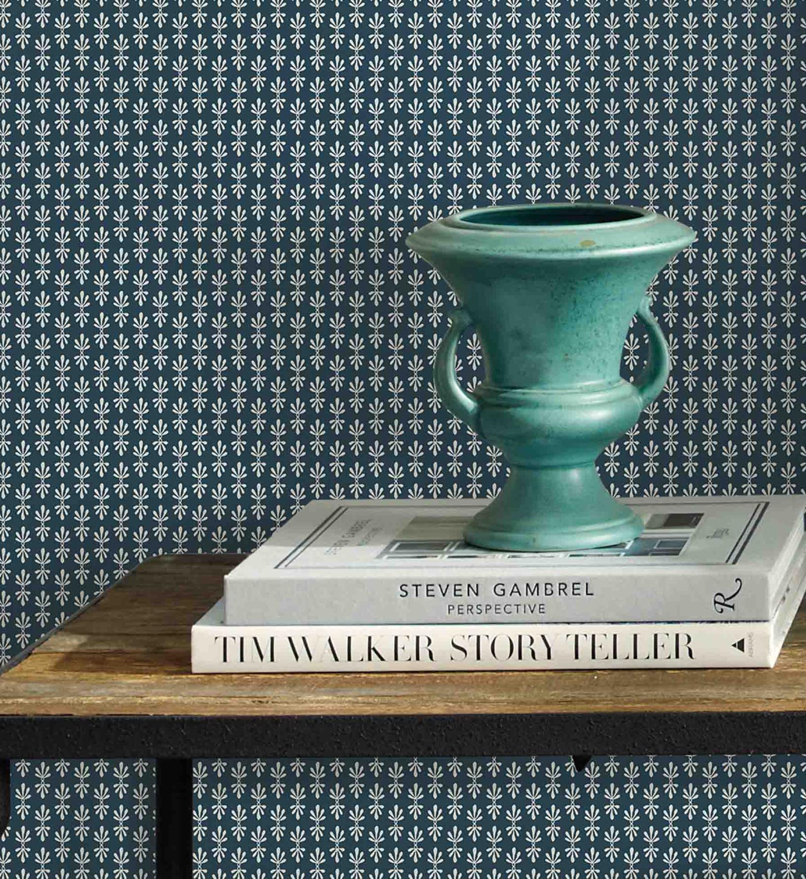 Petal Wallpaper - Teal & White