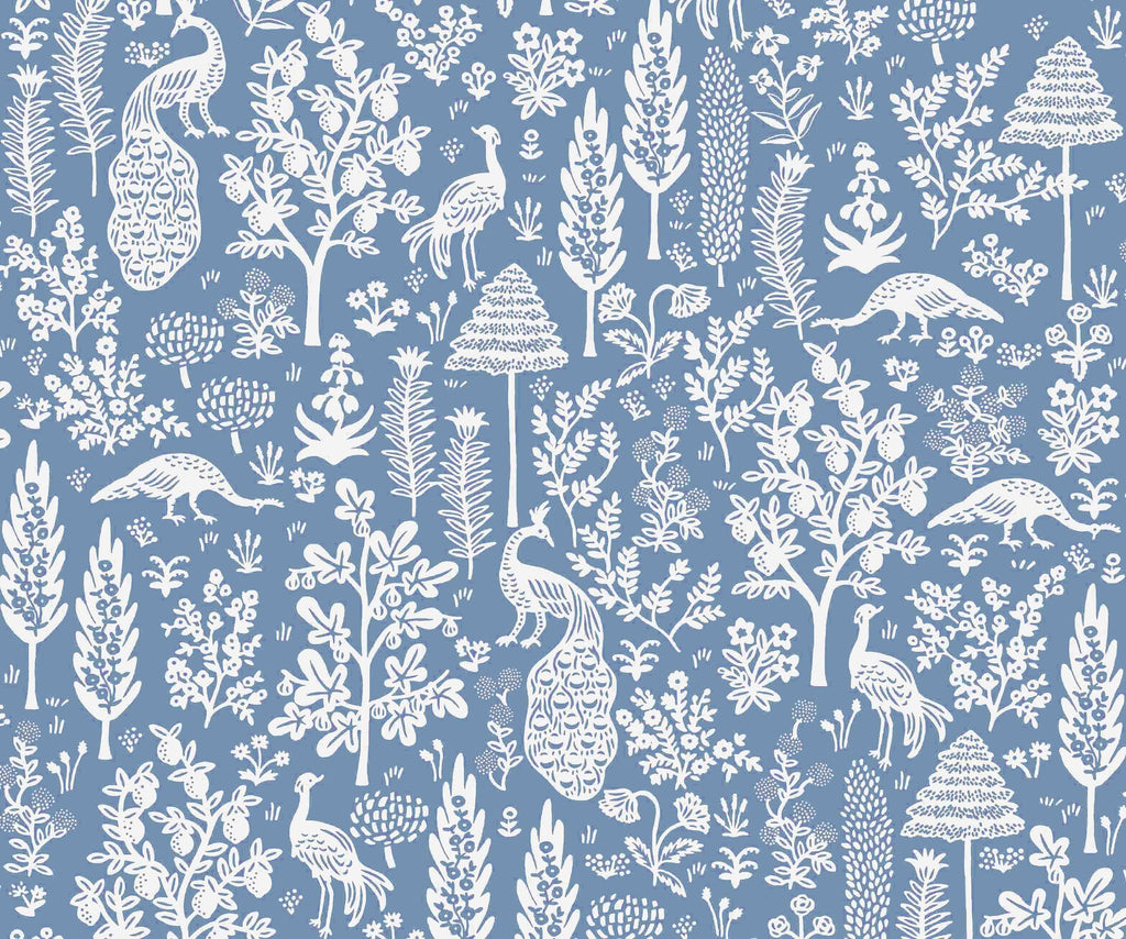 Menagerie Toile Wallpaper - Blue & White