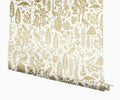 Menagerie Toile Wallpaper - White & Metallic Gold