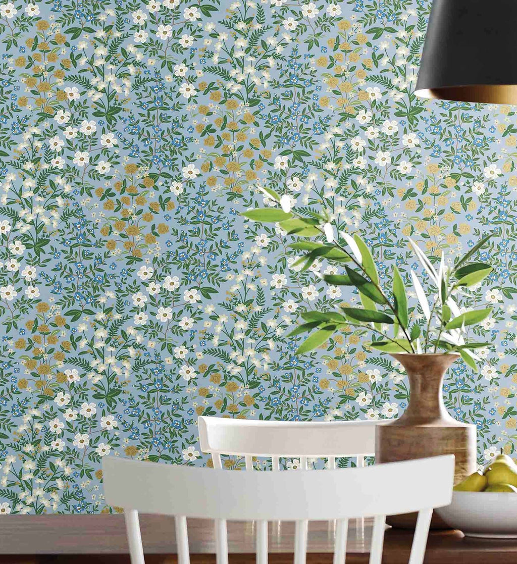 Wildwood Garden Wallpaper - Blue