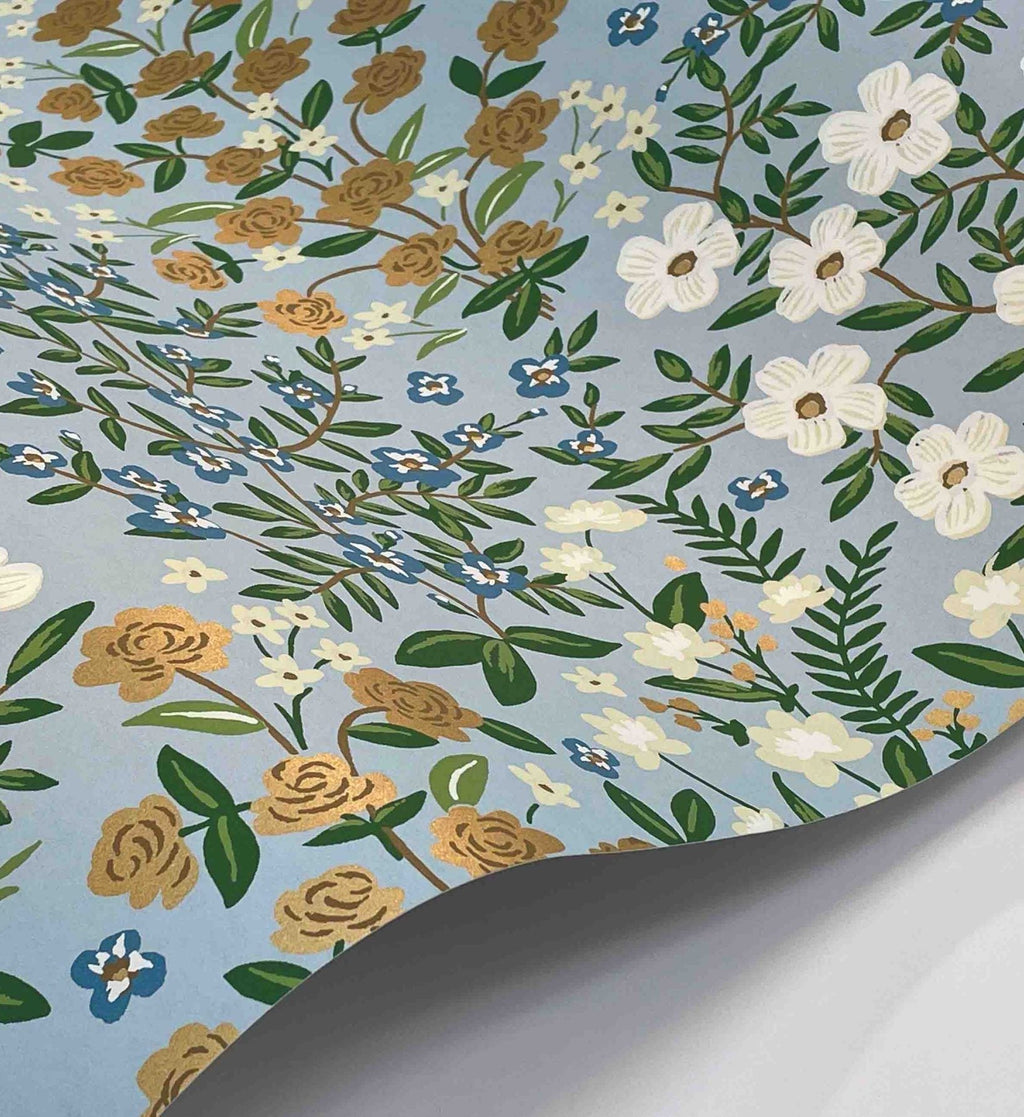 Wildwood Garden Wallpaper - Blue