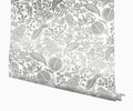 Pomegranate Wallpaper - White & Metallic Silver
