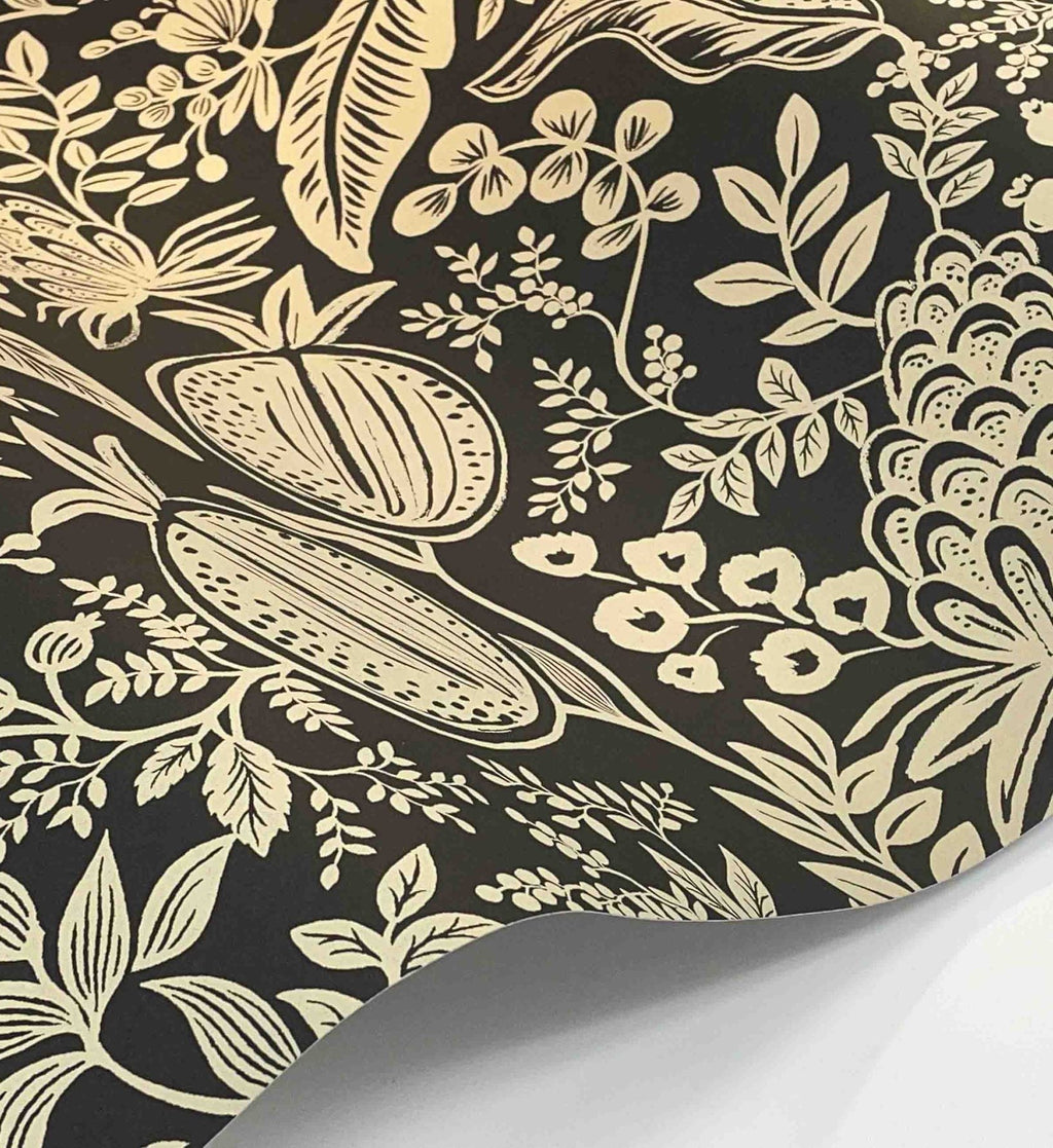 Pomegranate Wallpaper - Black & Linen