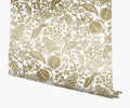 Pomegranate Wallpaper - White & Metallic Gold
