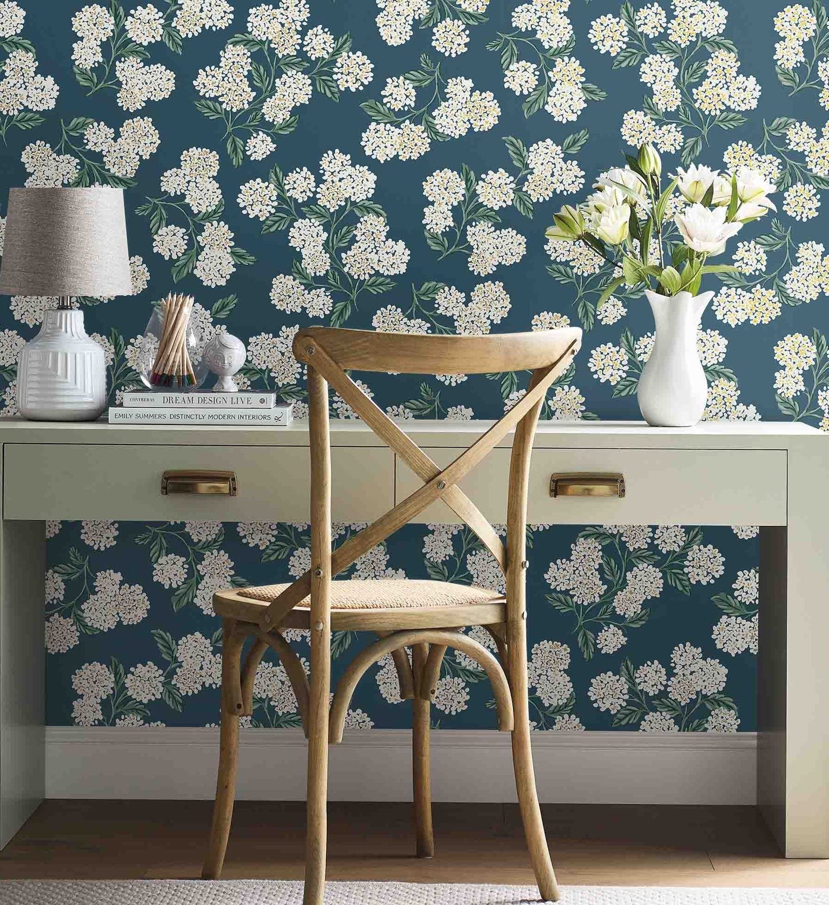 Hydrangea Wallpaper - Teal