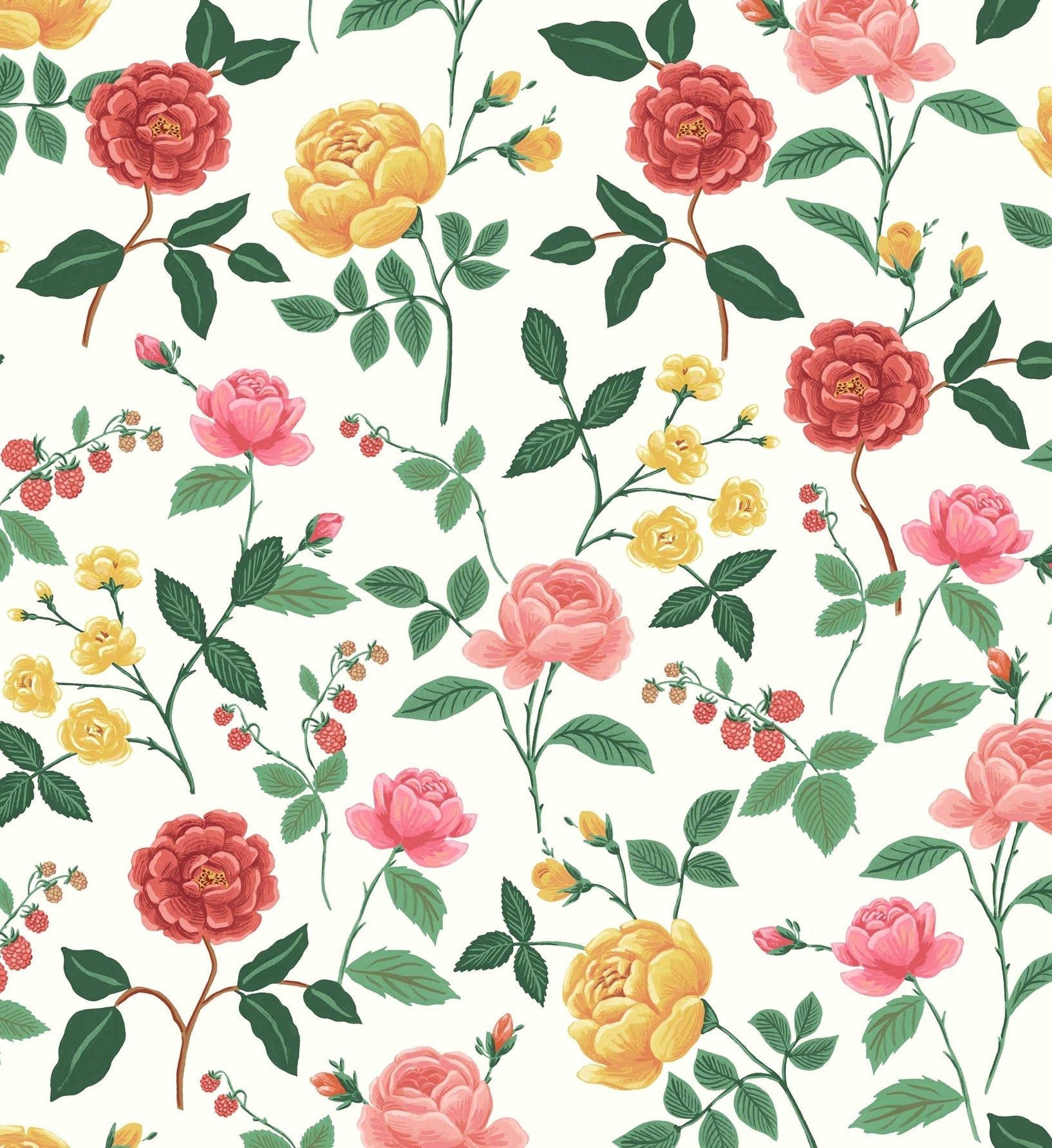 Roses Wallpaper - White & Blush