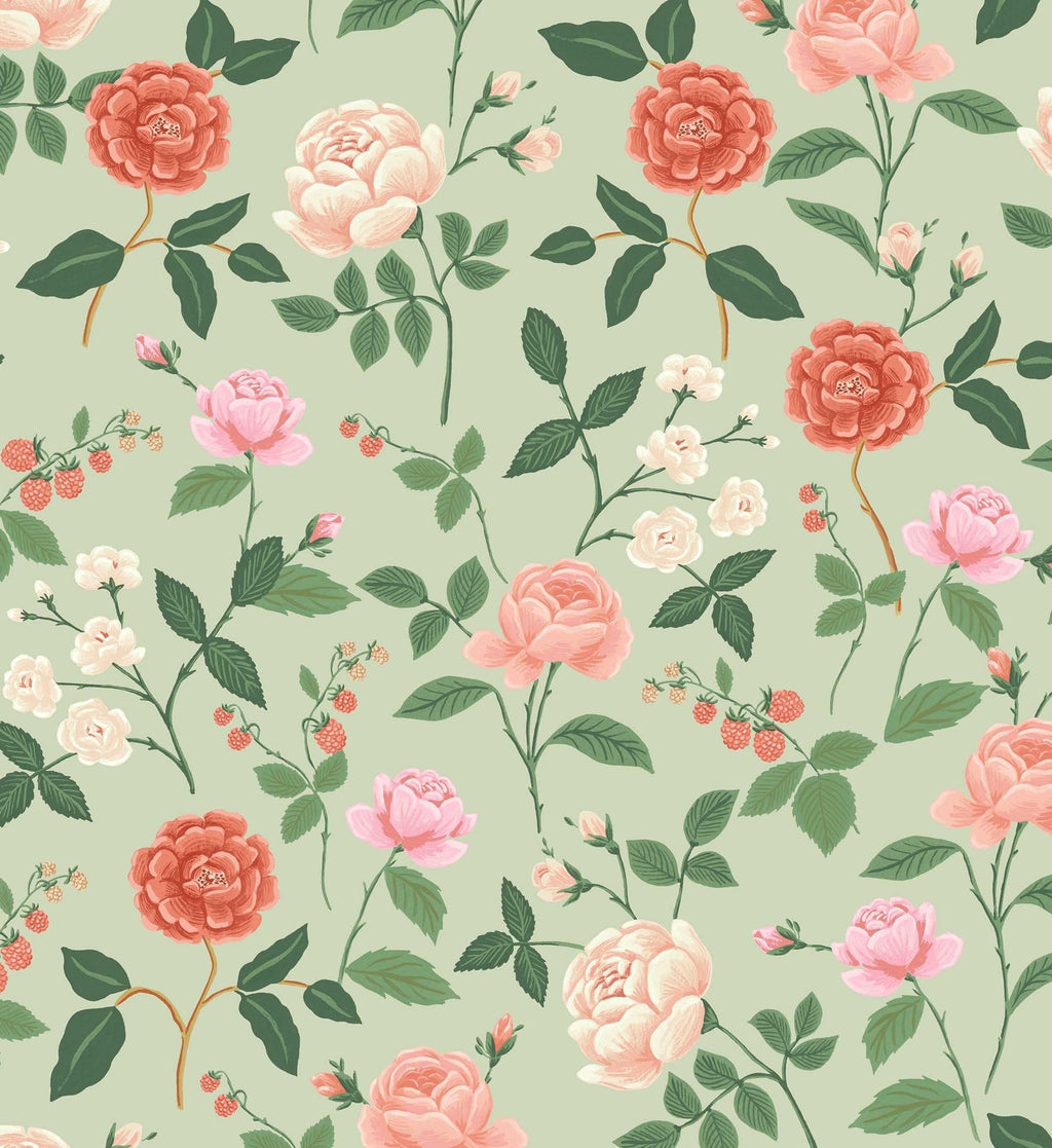 Roses Wallpaper - Mint