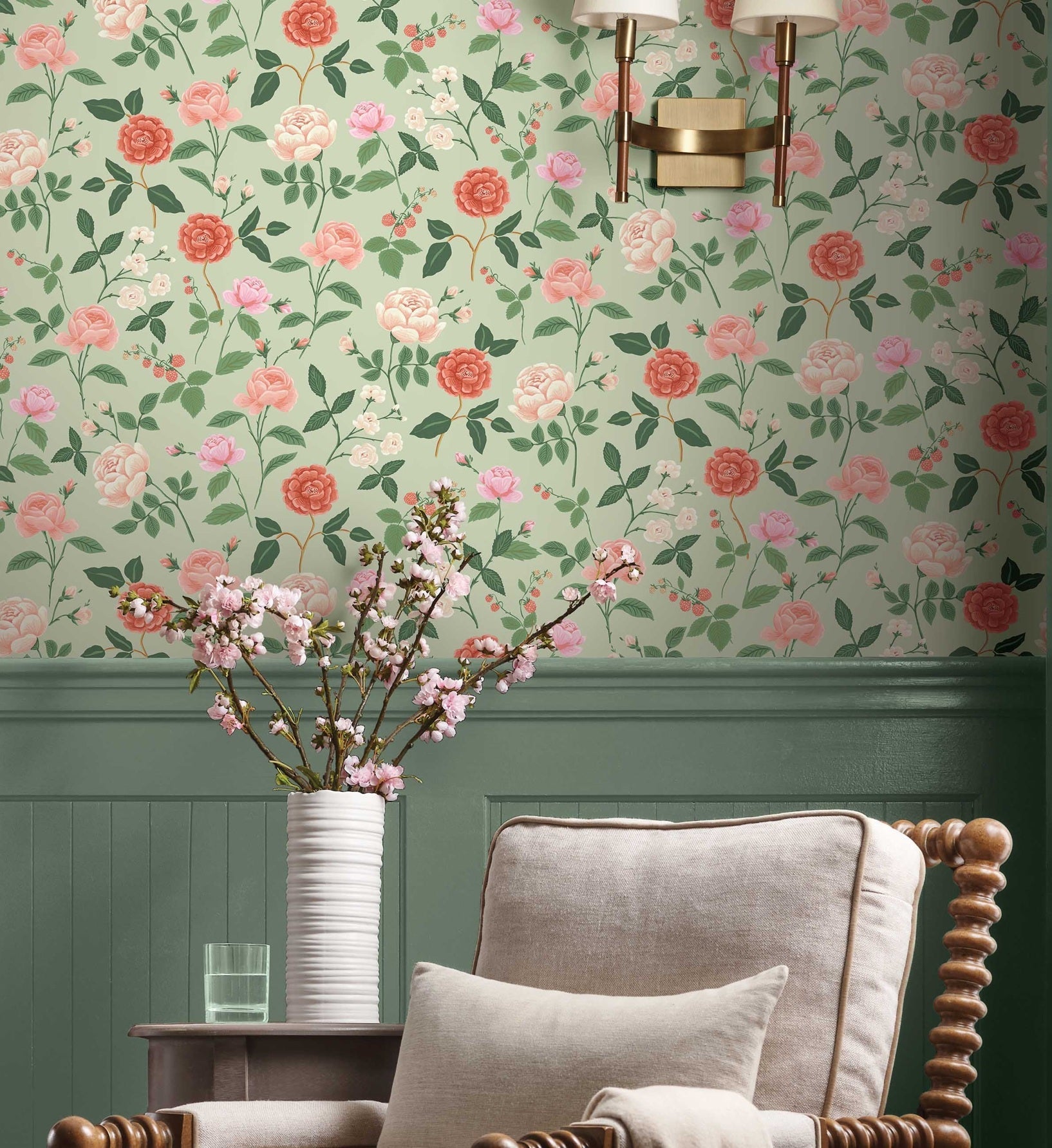 Roses Wallpaper - Mint