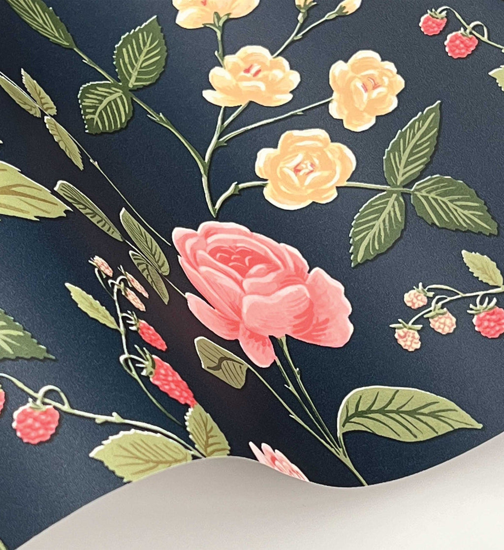 Roses Wallpaper - Navy