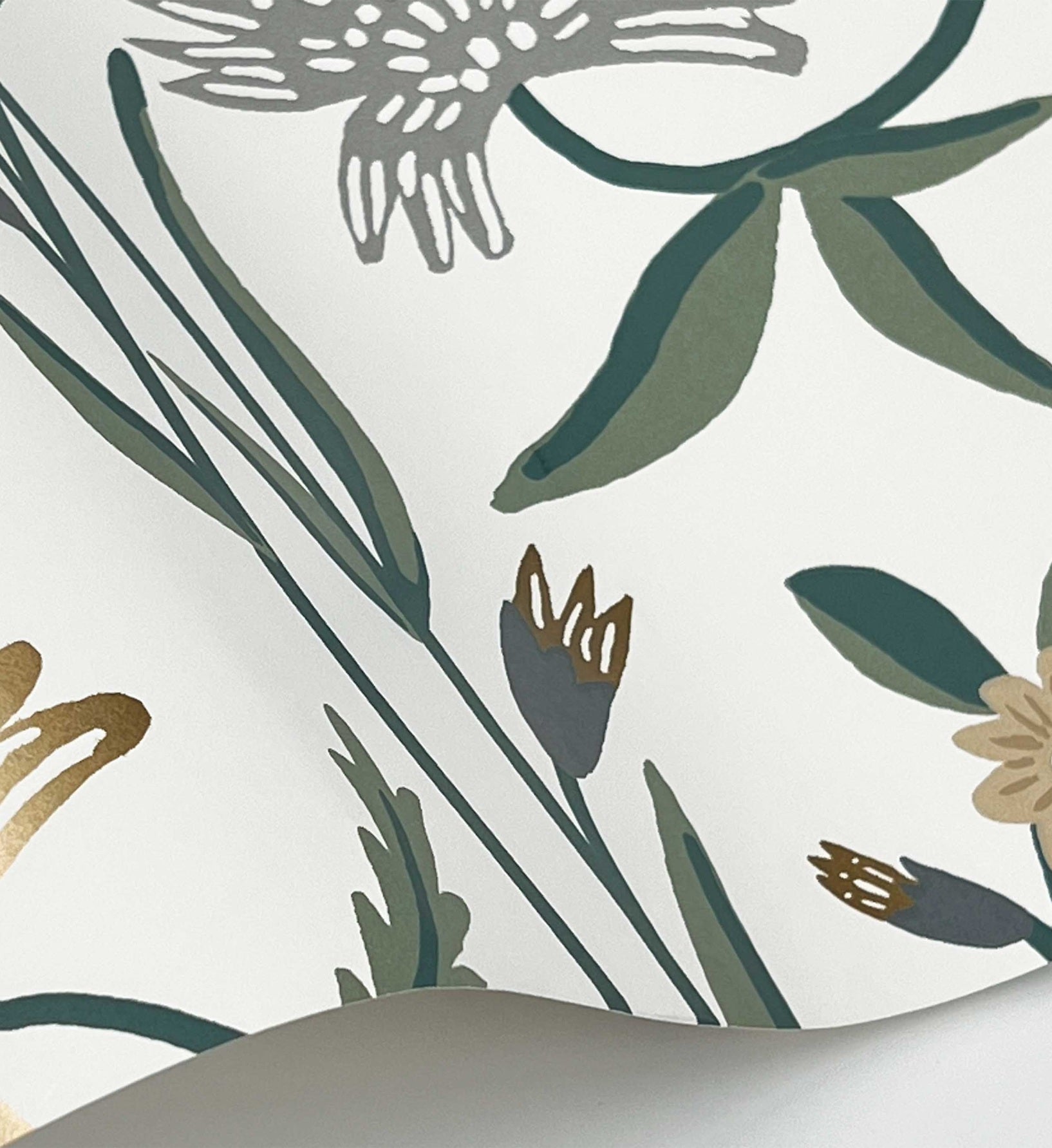 Aster Wallpaper - Linen & Gold