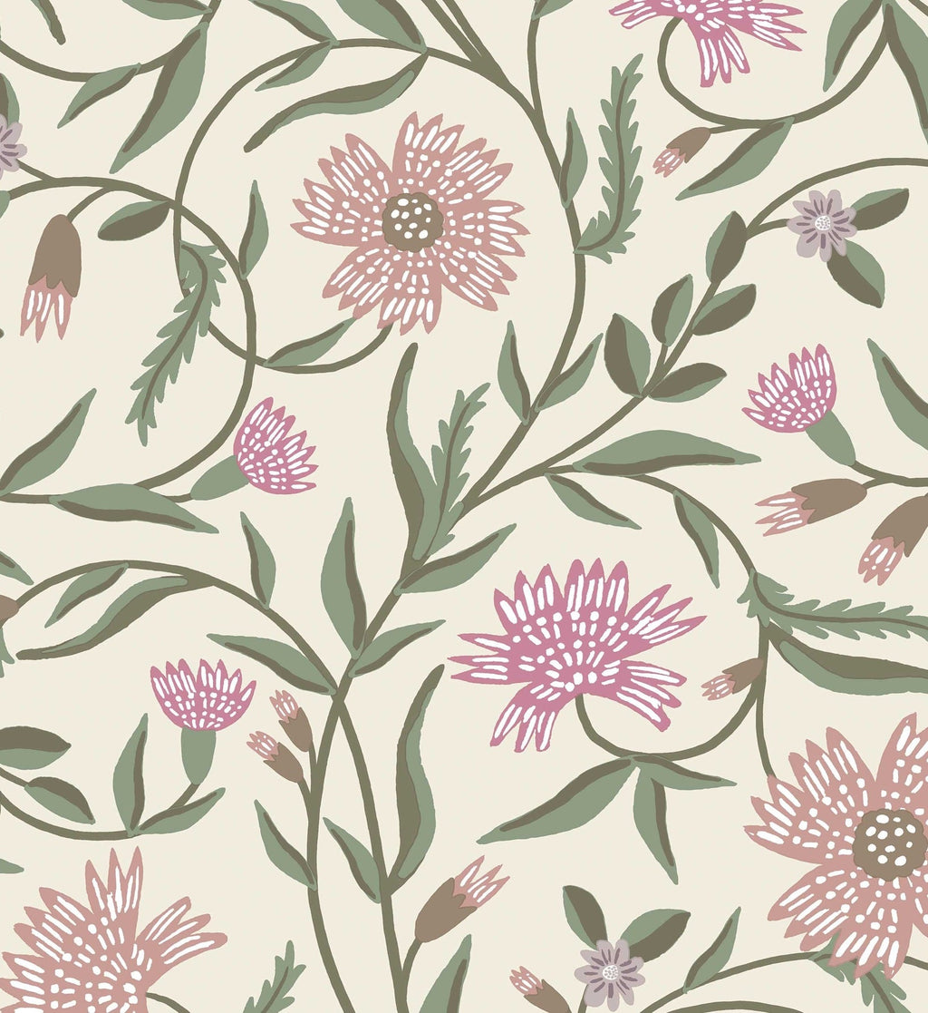 Aster Wallpaper - Linen & Rose
