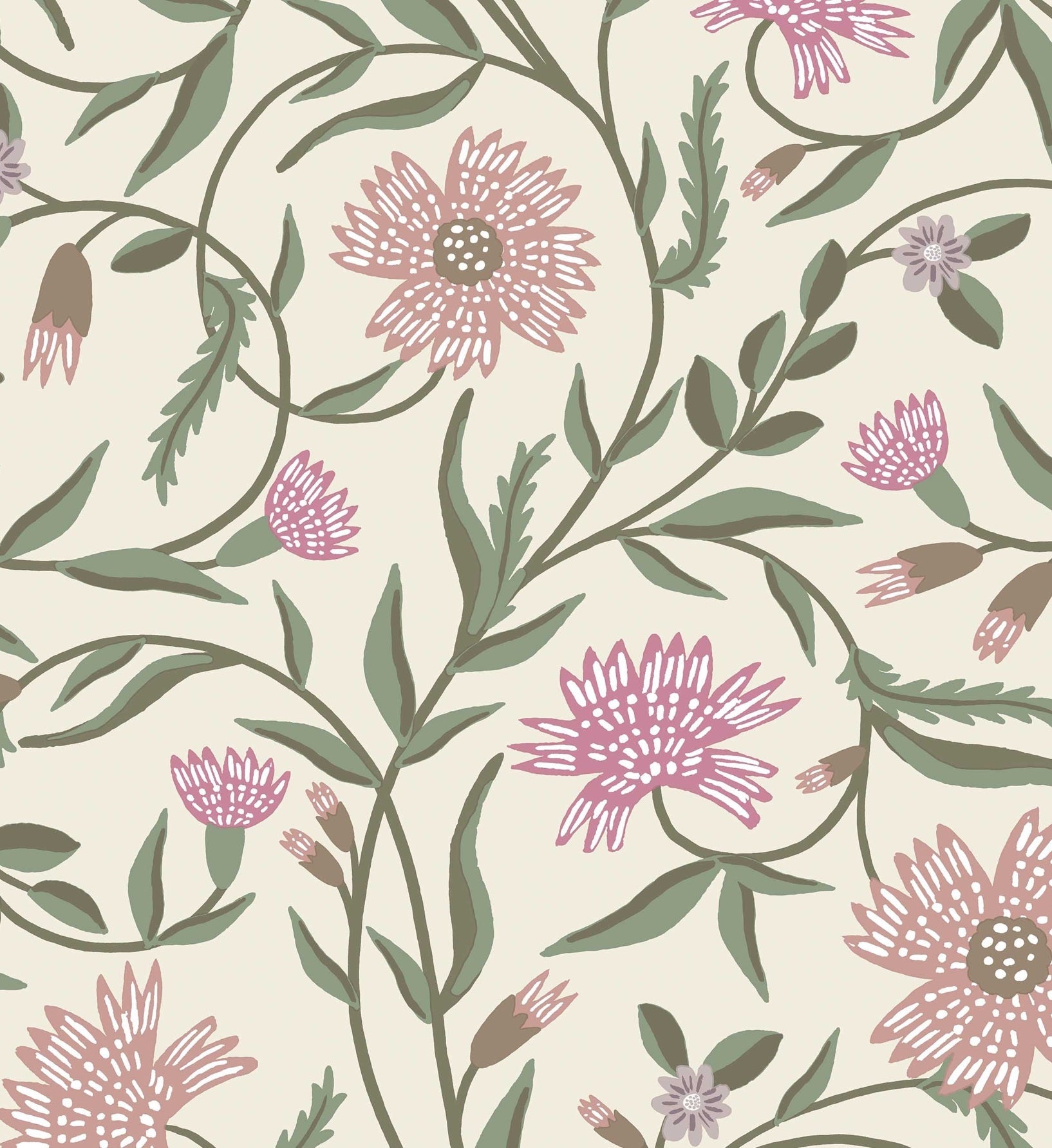 Aster Wallpaper - Linen & Rose
