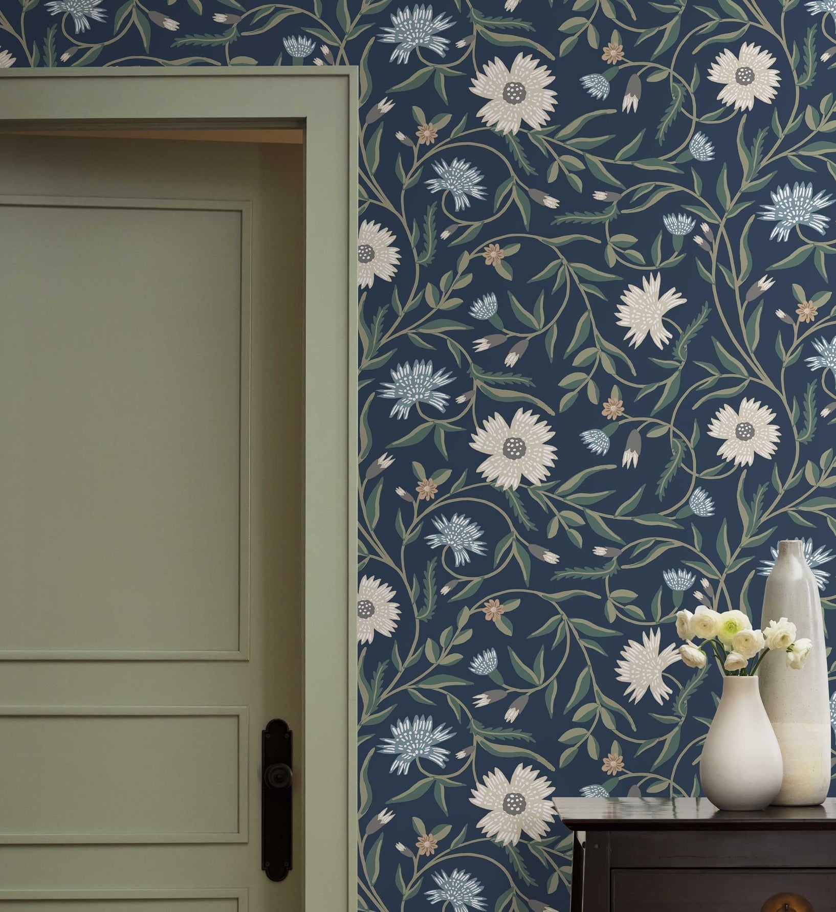 Aster Wallpaper - Navy
